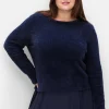 Flauschiger Pullover mit tiefem V-Ausschnitt hinten<sheego Sale