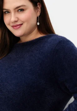 Flauschiger Pullover mit tiefem V-Ausschnitt hinten<sheego Sale