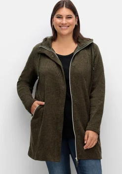 Fleecejacke mit Kapuze, in Melange-Optik<sheego Hot