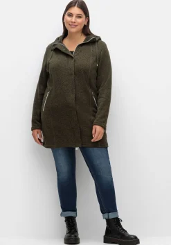 Fleecejacke mit Kapuze, in Melange-Optik<sheego Hot