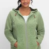 Fleecejacke mit Kapuze und Strick-Einsätzen<sheego Clearance