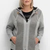 Fleecejacke mit Kapuze und Strick-Einsätzen<sheego Sale