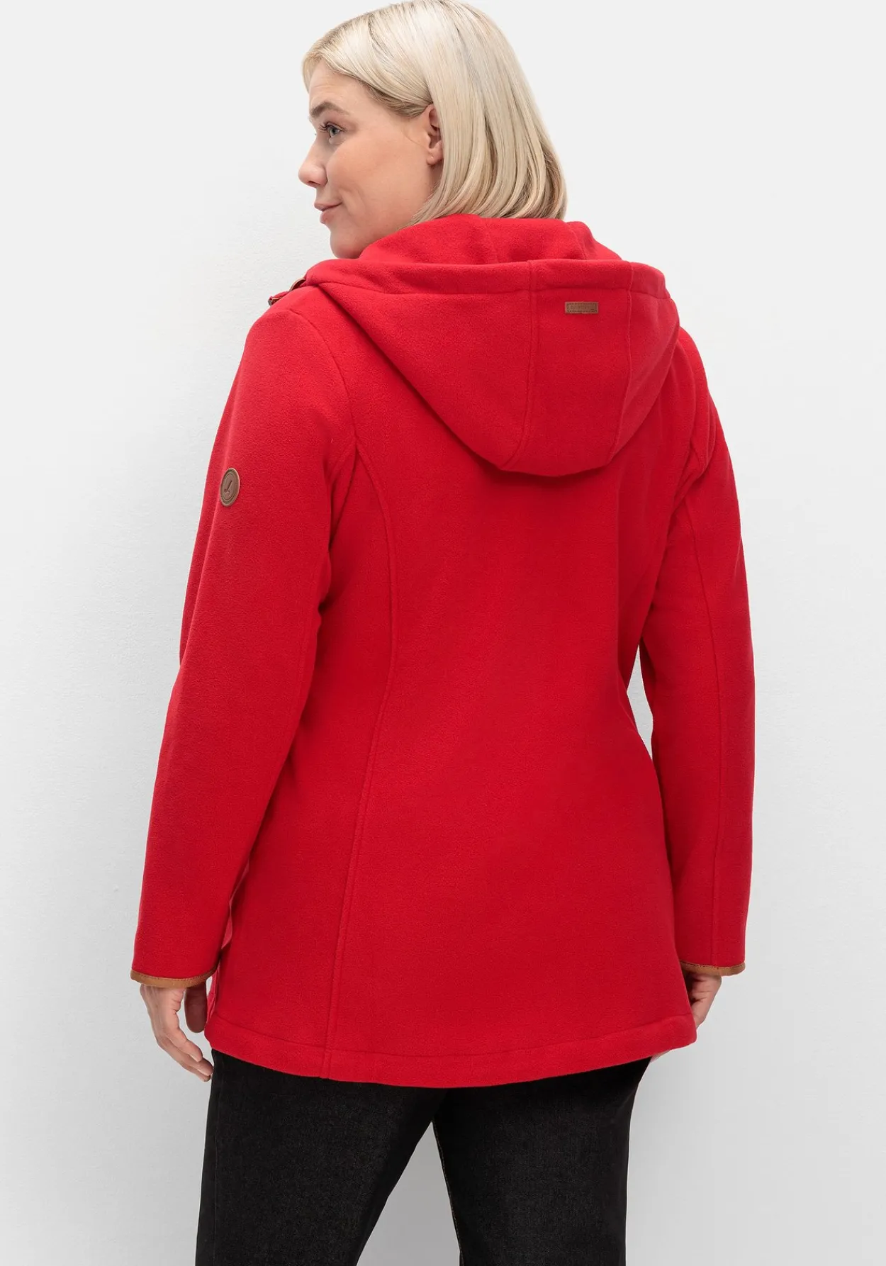 Fleecejacke mit Kapuze und Kontrastdetails<sheego Discount