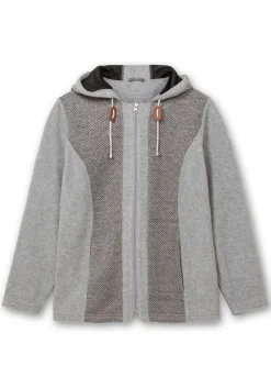 Fleecejacke mit Kapuze und Strick-Einsätzen<sheego Sale