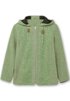 Fleecejacke mit Kapuze und Strick-Einsätzen<sheego Clearance