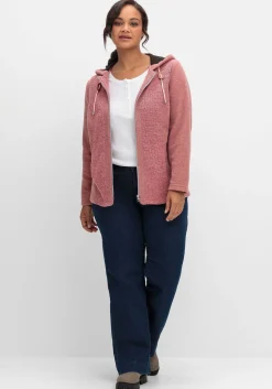 Fleecejacke mit Kapuze und Strick-Einsätzen<sheego New