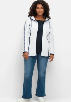 Fleecejacke mit Kapuze und Zierbändern<sheego Outlet