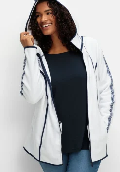 Fleecejacke mit Kapuze und Zierbändern<sheego Outlet