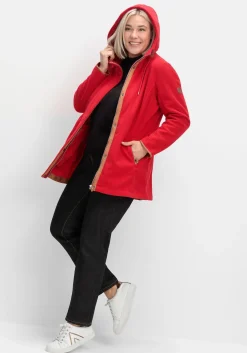 Fleecejacke mit Kapuze und Kontrastdetails<sheego Discount