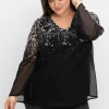 Gefütterte Chiffontunika mit Alloverprint<sheego Outlet
