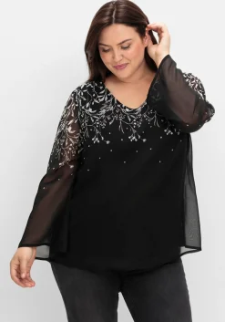 Gefütterte Chiffontunika mit Alloverprint<sheego Outlet