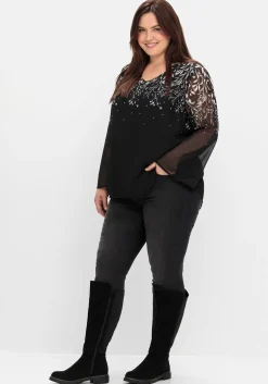 Gefütterte Chiffontunika mit Alloverprint<sheego Outlet