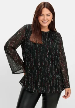Gefütterte Chiffontunika mit Alloverprint<sheego Fashion