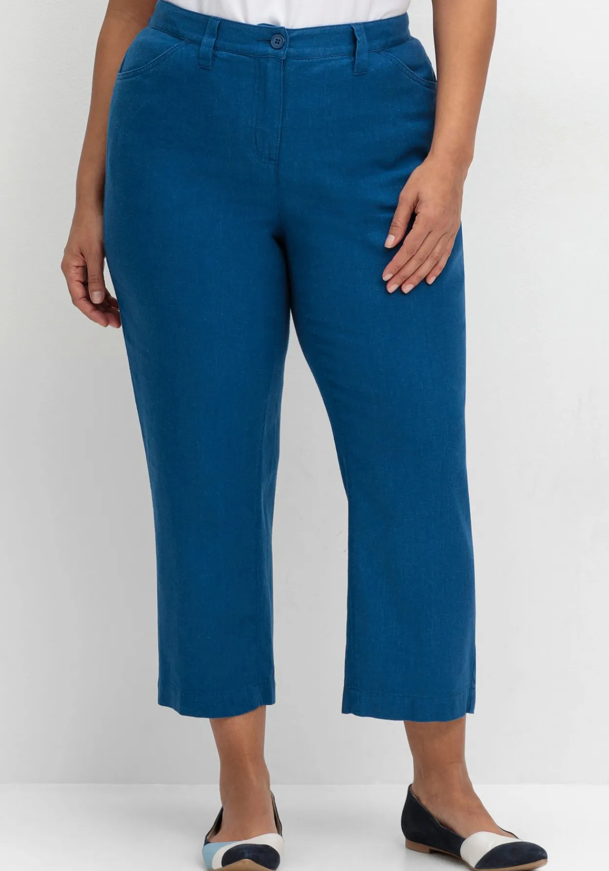 Gerade 7/8-Hose aus Leinen-Mix, mit Teilgummibund<sheego New