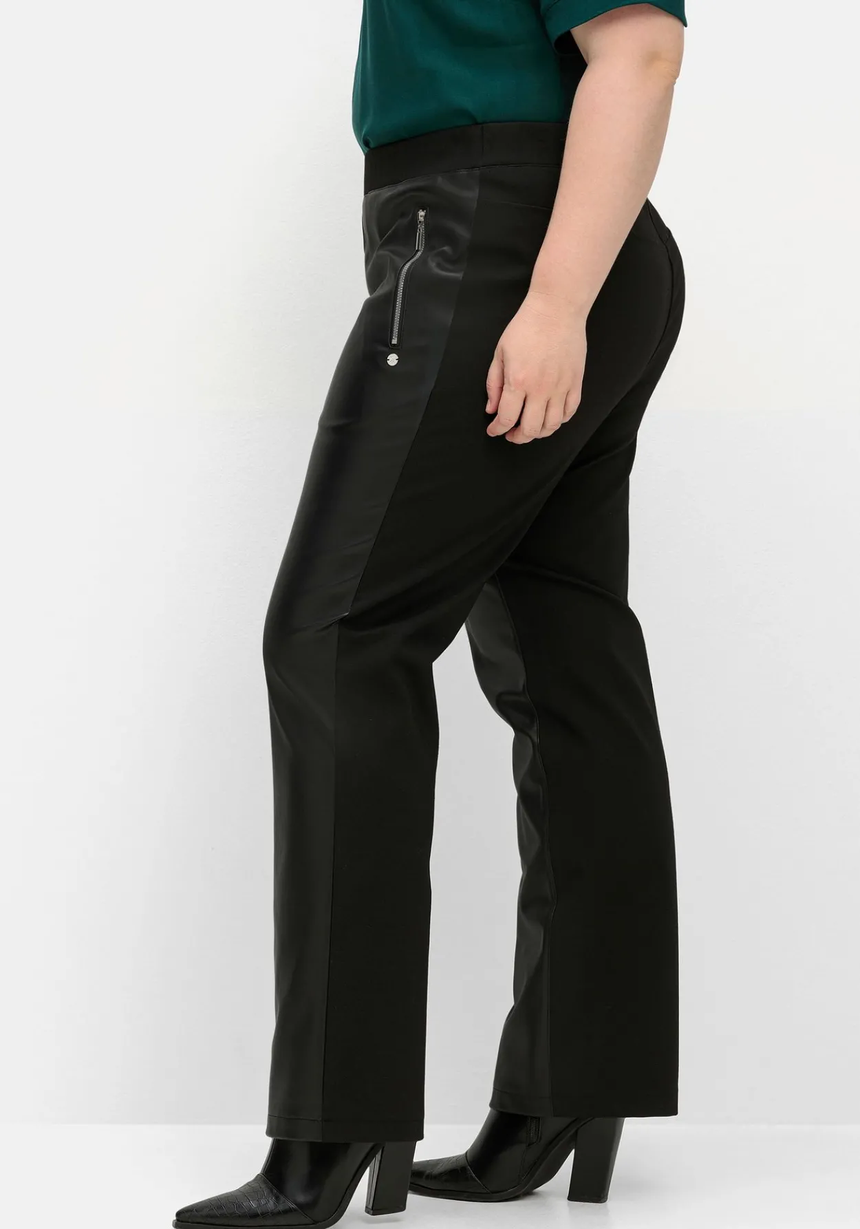 Gerade Hose mit Stretchbund, im Materialmix<sheego Fashion