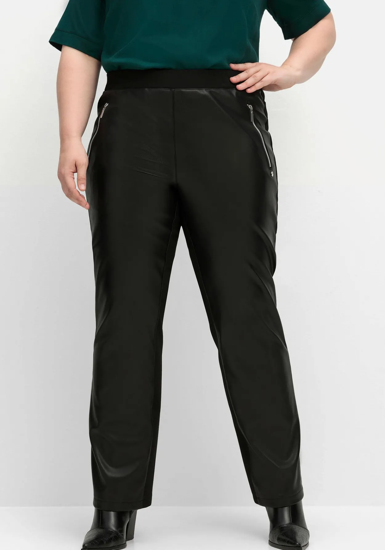 Gerade Hose mit Stretchbund, im Materialmix<sheego Fashion