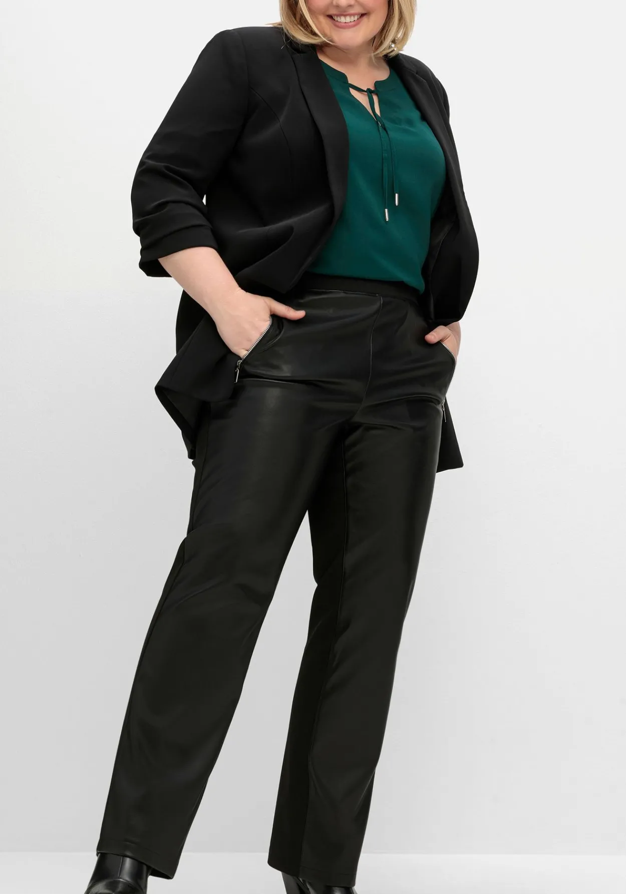Gerade Hose mit Stretchbund, im Materialmix<sheego Fashion