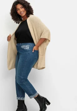 Gerade Jeans in 7/8-Länge, mit Herzchen-Einsätzen<sheego Fashion