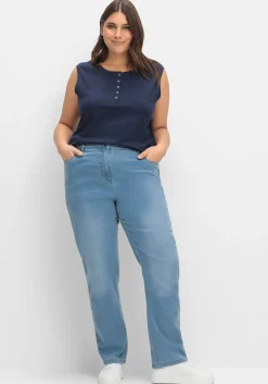Gerade Jeans mit elastischem High-Waist-Bund<sheego Online