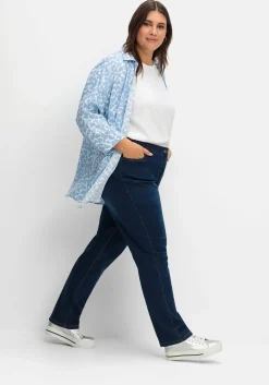 Gerade Jeans mit elastischem High-Waist-Bund<sheego Online