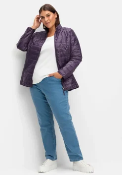 Gerade Jeans mit Smokbund und Used-Effekten<sheego Sale