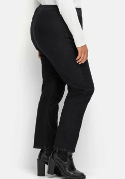 Gerade Jeans mit Smokbund und Used-Effekten<sheego Hot