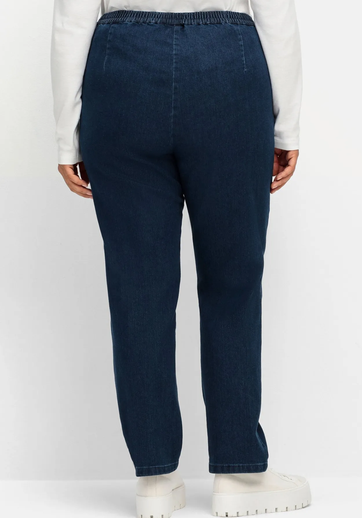 Gerade Jeans mit Smokbund und Used-Effekten<sheego Clearance