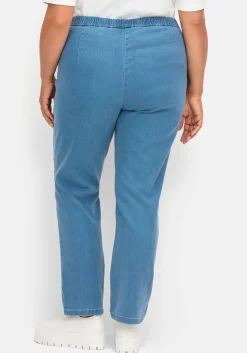 Gerade Jeans mit Smokbund und Used-Effekten<sheego Sale