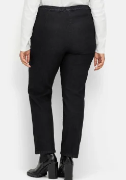 Gerade Jeans mit Smokbund und Used-Effekten<sheego Hot