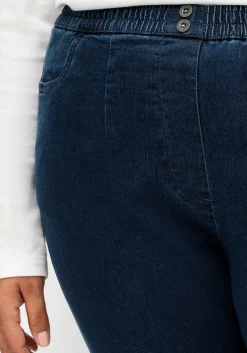 Gerade Jeans mit Smokbund und Used-Effekten<sheego Clearance