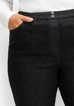 Gerade Jeans mit Smokbund und Used-Effekten<sheego Hot
