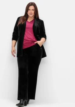Gerade Samthose mit Teilgummibund<sheego Fashion