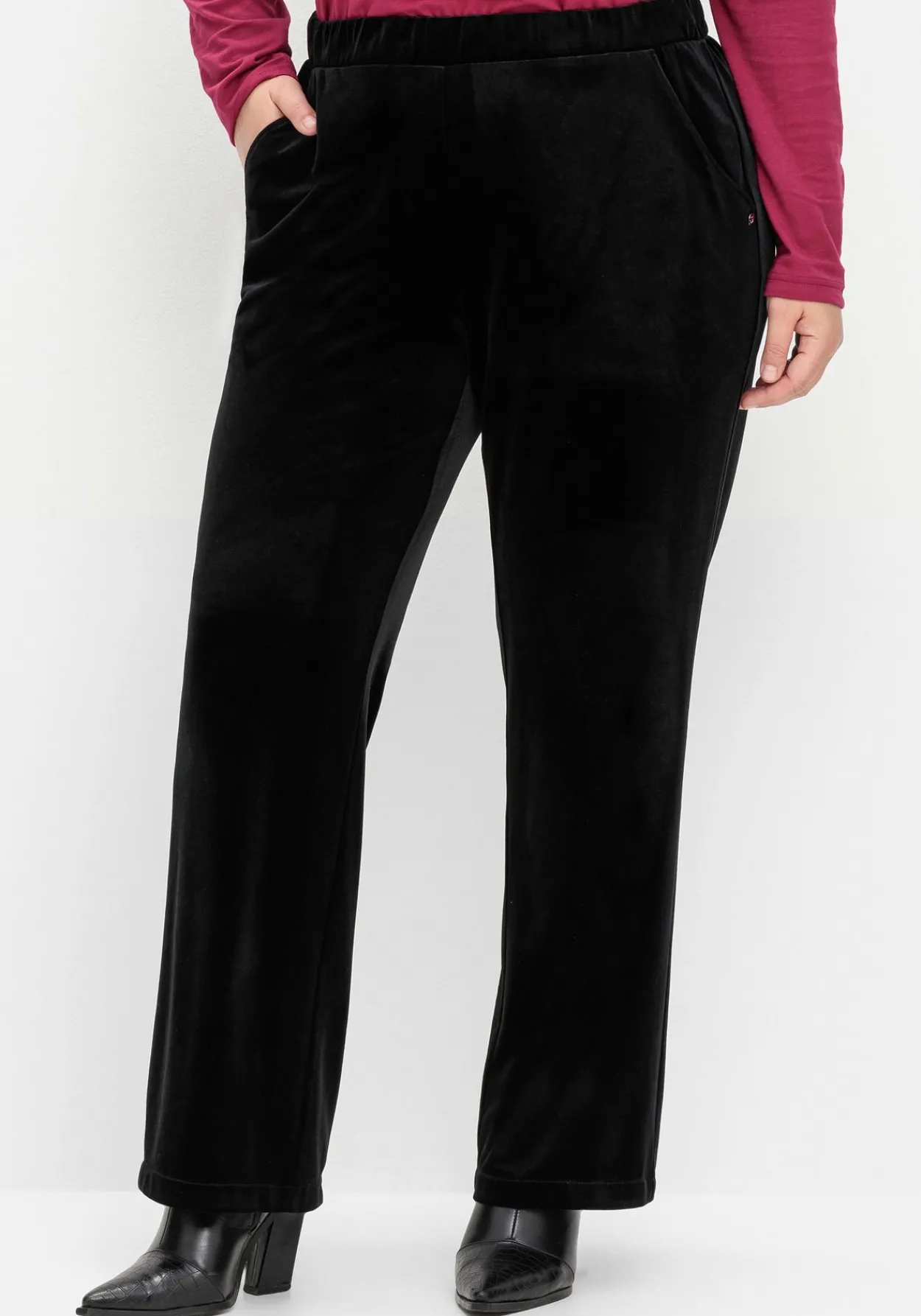 Gerade Samthose mit Teilgummibund<sheego Fashion