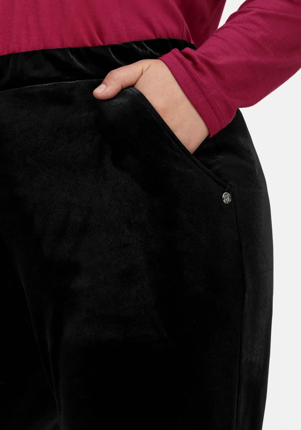 Gerade Samthose mit Teilgummibund<sheego Fashion