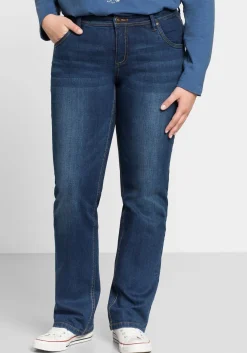 Gerade Stretch-Jeans mit Used-Effekten<sheego Online