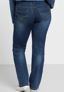 Gerade Stretch-Jeans mit Used-Effekten<sheego Online