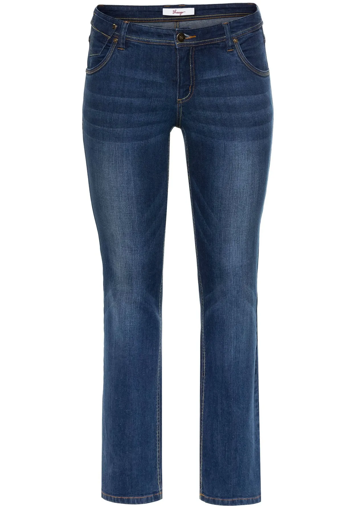 Gerade Stretch-Jeans mit Used-Effekten<sheego Online