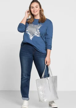 Gerade Stretch-Jeans mit Used-Effekten<sheego Online