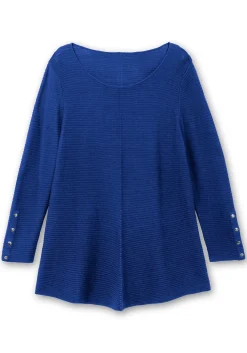 Gerippter Pullover mit spitz zulaufendem Saum<sheego Sale