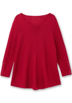 Gerippter Pullover mit spitz zulaufendem Saum<sheego Discount