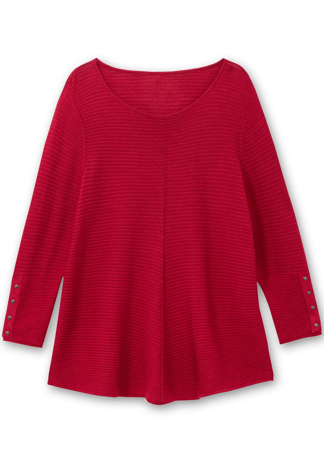 Gerippter Pullover mit spitz zulaufendem Saum<sheego Discount