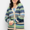 Gestreifte Strickjacke mit V-Ausschnitt<sheego Discount