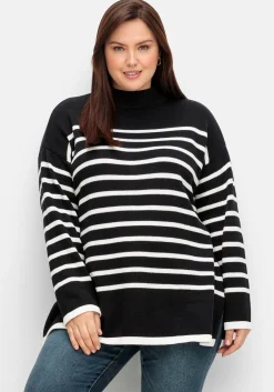 Gestreifter Pullover in A-Linie, mit Seitenschlitzen<sheego Hot