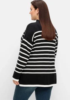 Gestreifter Pullover in A-Linie, mit Seitenschlitzen<sheego Hot