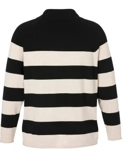 Gestreifter Pullover mit Tunnelzug am Stehkragen<VIA APPIA DUE Outlet