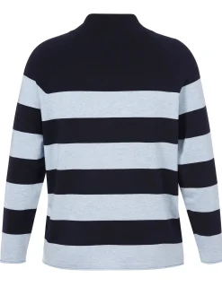 Gestreifter Pullover mit Tunnelzug am Stehkragen<VIA APPIA DUE New