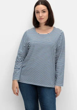 Gestreiftes Langarmshirt mit Rundhalsausschnitt<sheego Sale