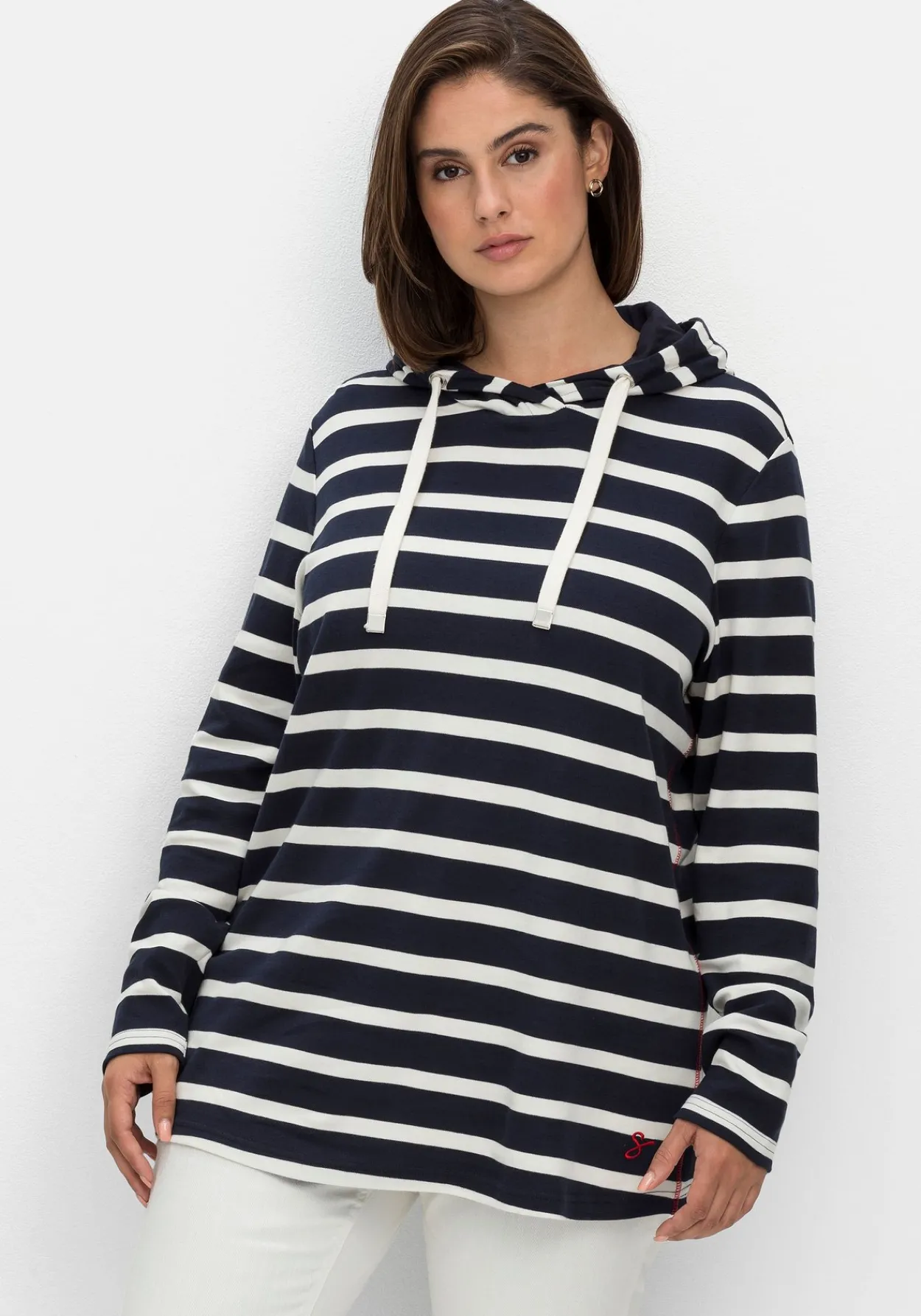 Gestreiftes Langarmshirt mit Kapuze<sheego Online