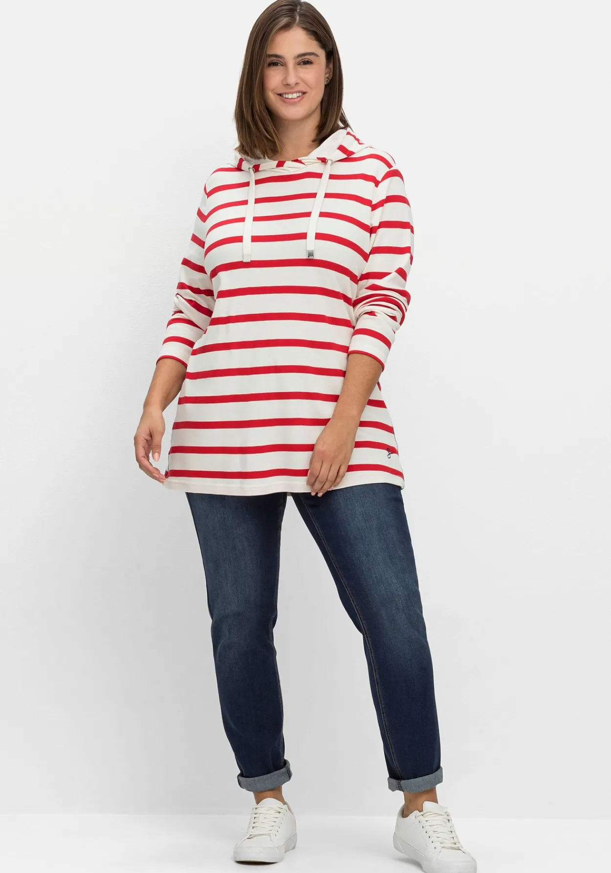 Gestreiftes Langarmshirt mit Kapuze<sheego Outlet