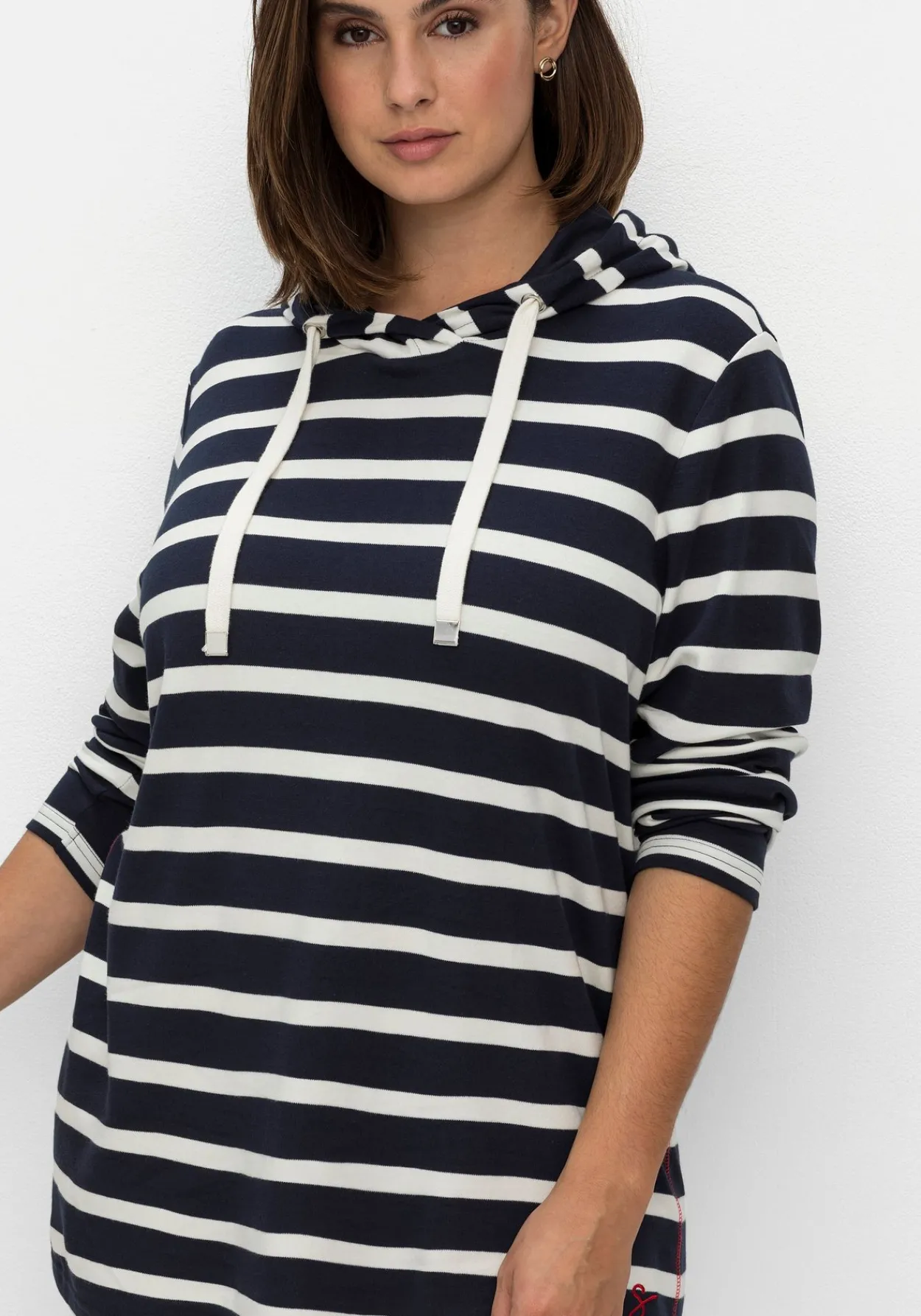 Gestreiftes Langarmshirt mit Kapuze<sheego Online